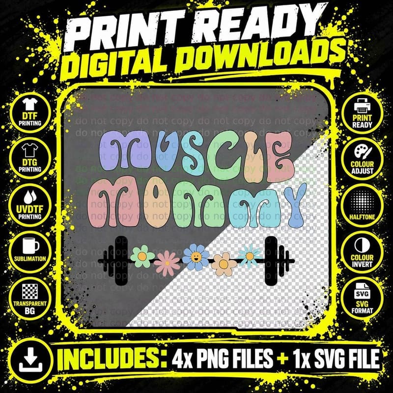 Gym Muscle Mommy Pump Cover T-Shirt, Floral Fitness Mommy Png SVG Digital Bundle