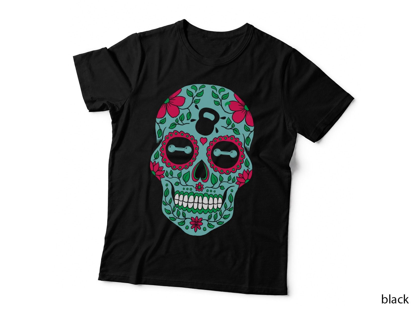 Gym Skull T-Shirt, Sugar Skull Fitness, Workout Apparel