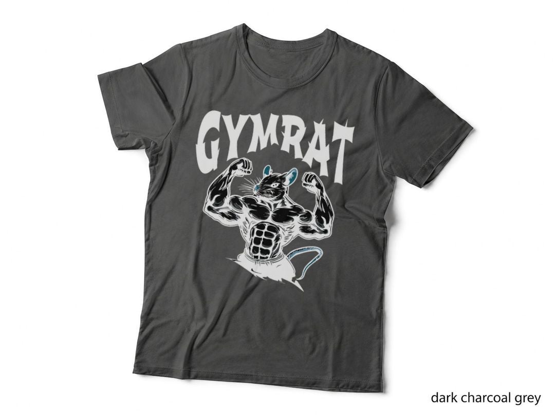 Gymrat Muscular Rat Flexing Biceps T-Shirt, Gym Humour, Bodybuilder Novelty