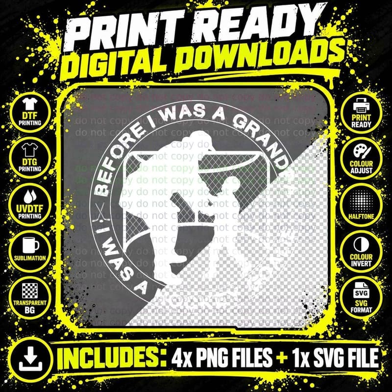 Hockey Goalie Grandpa T-Shirt, Vintage Sports Apparel Png SVG Digital Bundle