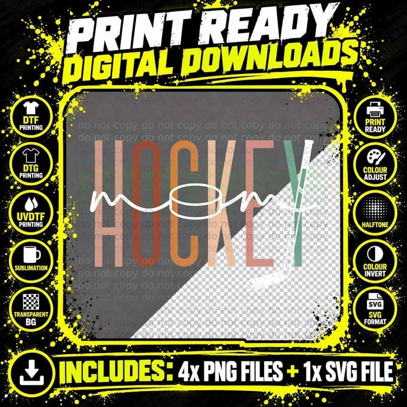 Hockey Mom Hockey Mama Cute Mom Life Hockey T-Shirt Png SVG Digital Bundle