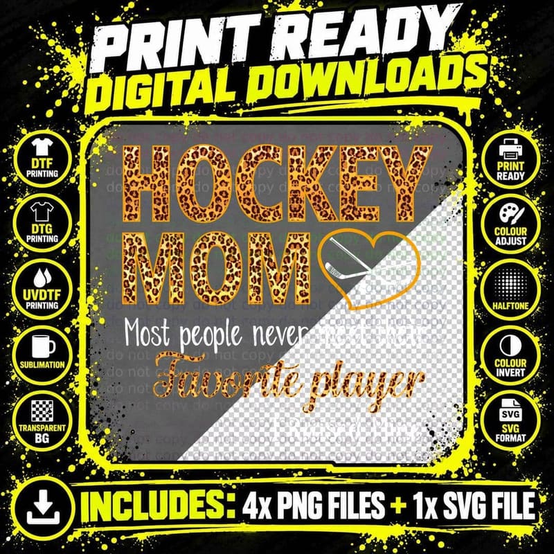 Hockey Mom I Raised Mine T-Shirt, Leopard Print Png SVG Digital Bundle