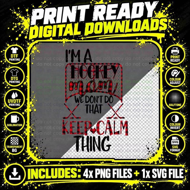 Hockey Mom T-Shirt, Buffalo Plaid Print, Mom Family Png SVG Digital Bundle