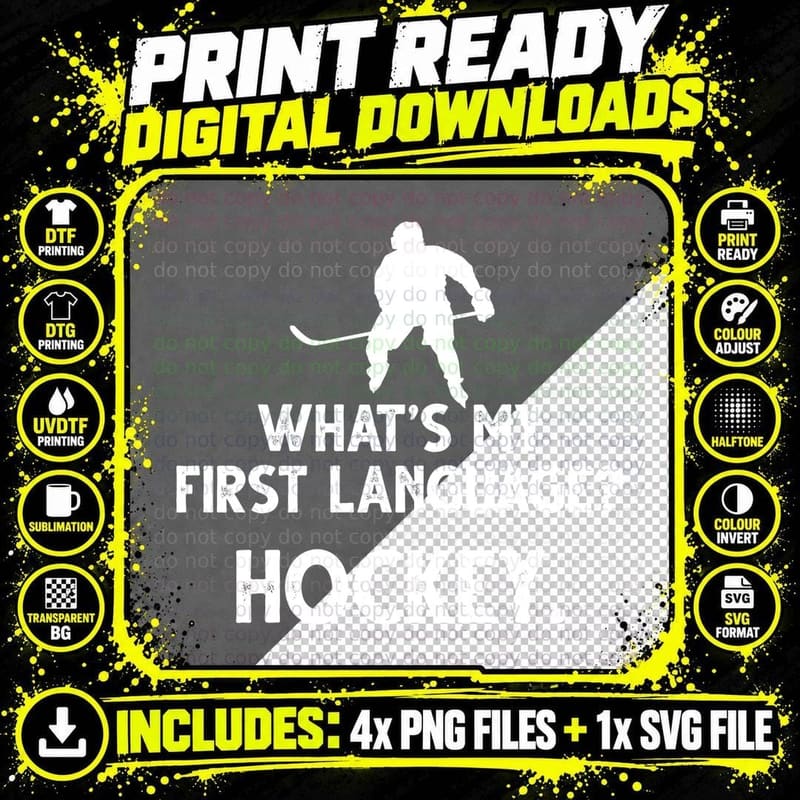 Hockey My First Language T-Shirt, Sports Fan Style Png SVG Digital Bundle