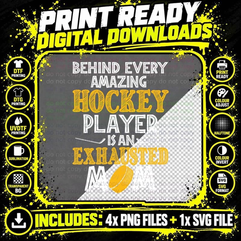 Hockey Player Is Always Exhausted T-Shirt Png SVG Digital Bundle