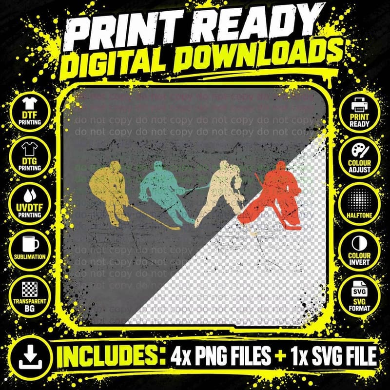 Hockey Players T-Shirt, Sports Art Design Png SVG Digital Bundle