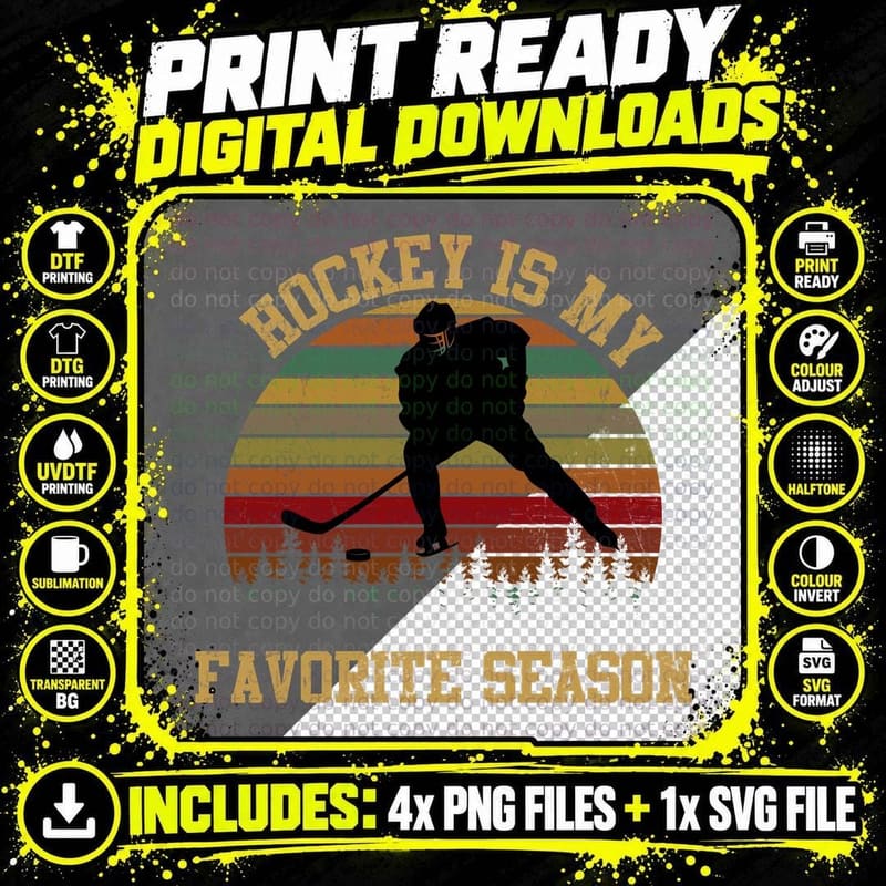 Hockey Season T-Shirt, Vintage Retro Style Png SVG Digital Bundle