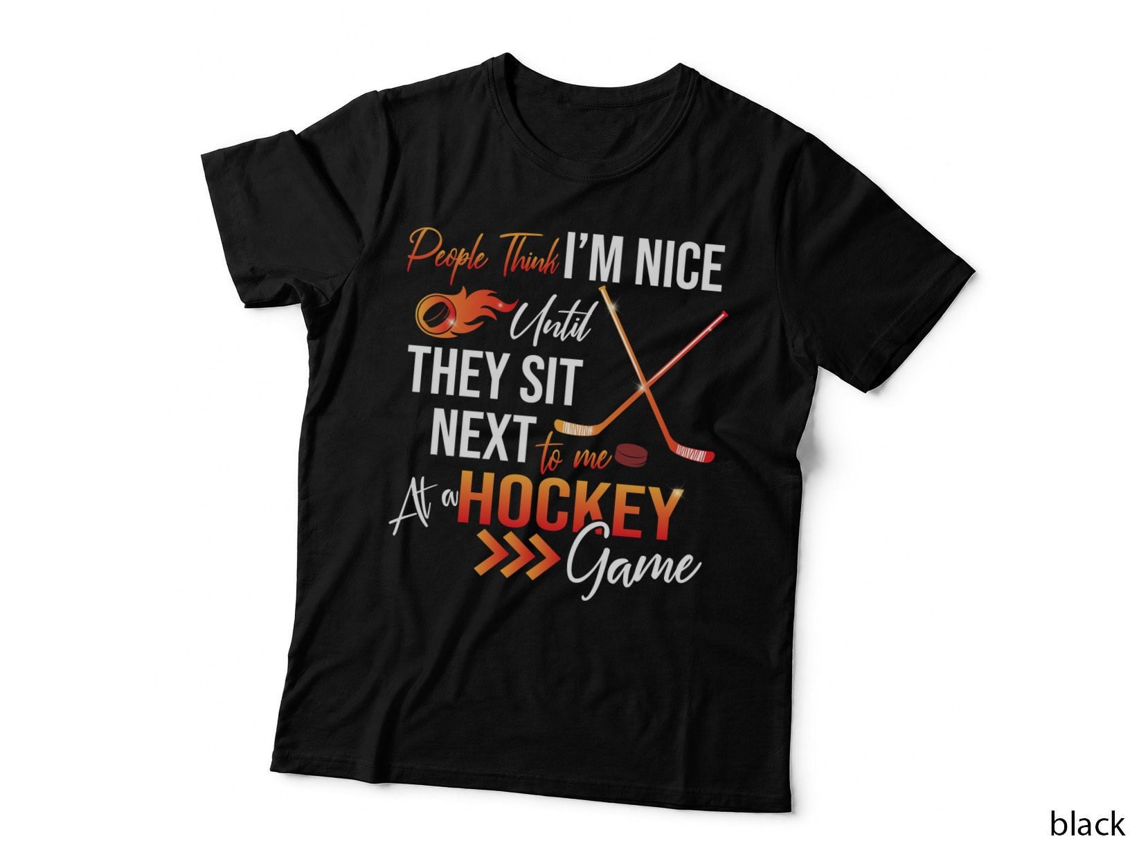 Hockey Stick and Puck T-Shirt, Sports Fan Style, Hockey Enthusiast Gift