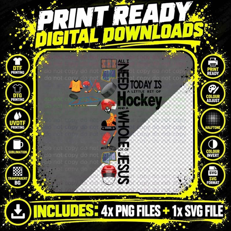 Hockey and Jesus T-Shirt, Sports Faith Fusion Png SVG Digital Bundle