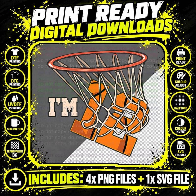 I'm 12 Basketball Theme Birthday Party Celebration 12th Png SVG Digital Bundle