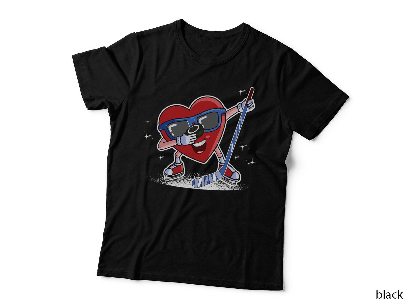 Ice Hockey Player Dabbing Heart Valentines Day T-Shirt