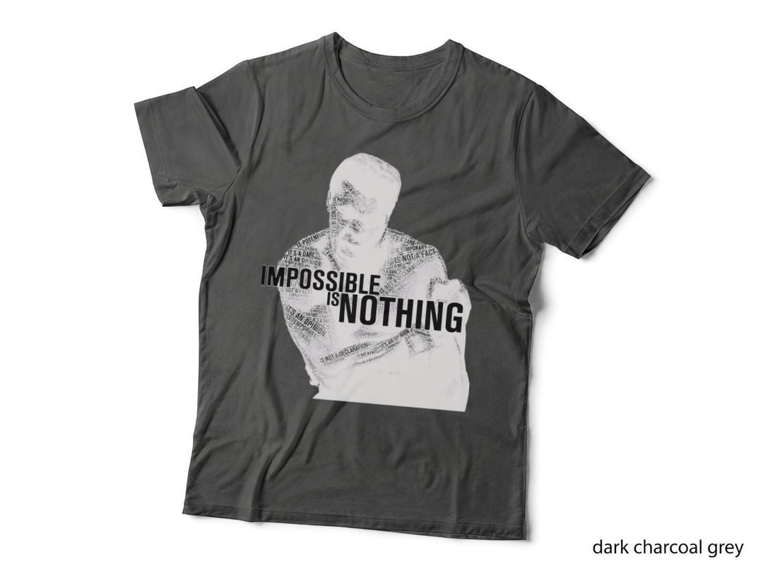 Impossible Is Nothing Boxing T-Shirt, Fighter Word-Art Silhouette, Quote