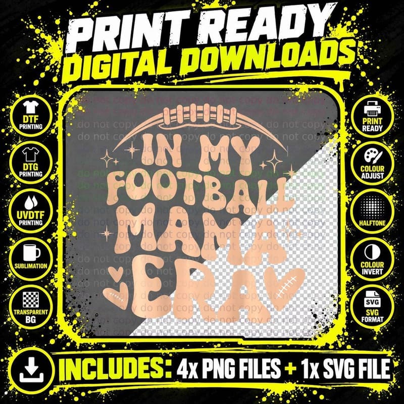 In My Football Mama Era ( on Back) T-Shirt Png SVG Digital Bundle