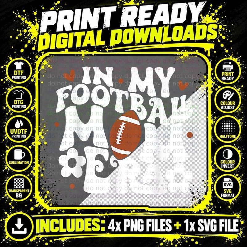In My Football Mom Era Football Mama Women Girls T-Shirt Png SVG Digital Bundle