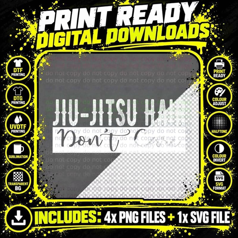 Jiu-Jitsu Hair Don't Care BJJ MMA T-Shirt Png SVG Digital Bundle