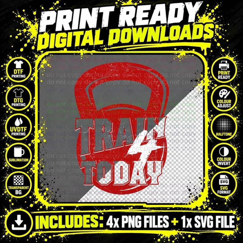 Kettlebell Fitness T-Shirt, Motivational Gym Apparel Png SVG Digital Bundle