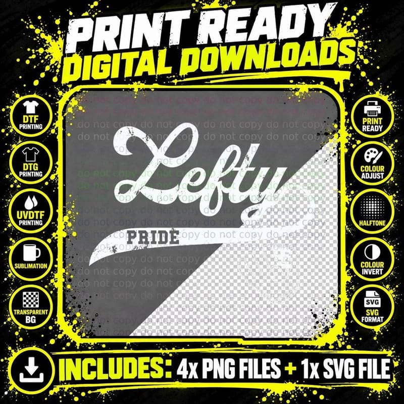 Lefty Left Handed Baseball Softball Proud Woman Men Png SVG Digital Bundle