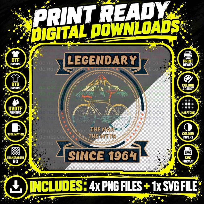 Legendary Bicycle 1964 Cycling Racing Bike Cyclist Png SVG Digital Bundle