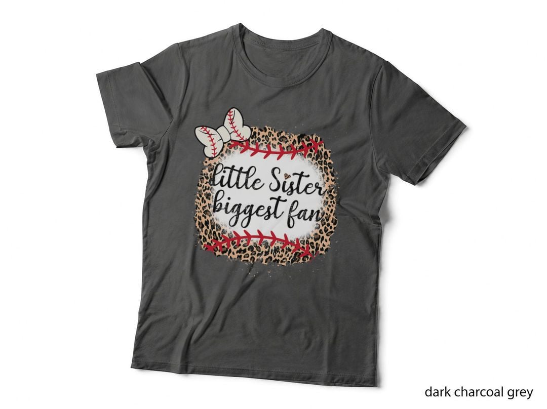 Leopard Print Baseball Little Sister Biggest Fan Ball Mom T-Shirt