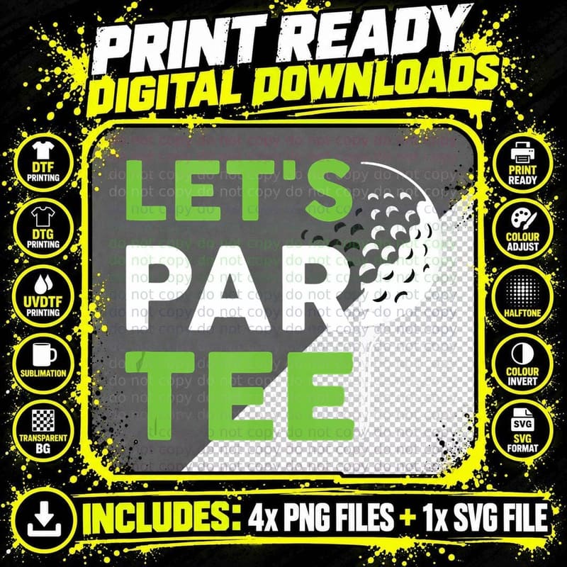 Let's Par Tee Funny Golf Puns T-Shirt, Golfing Humor Png SVG Digital Bundle