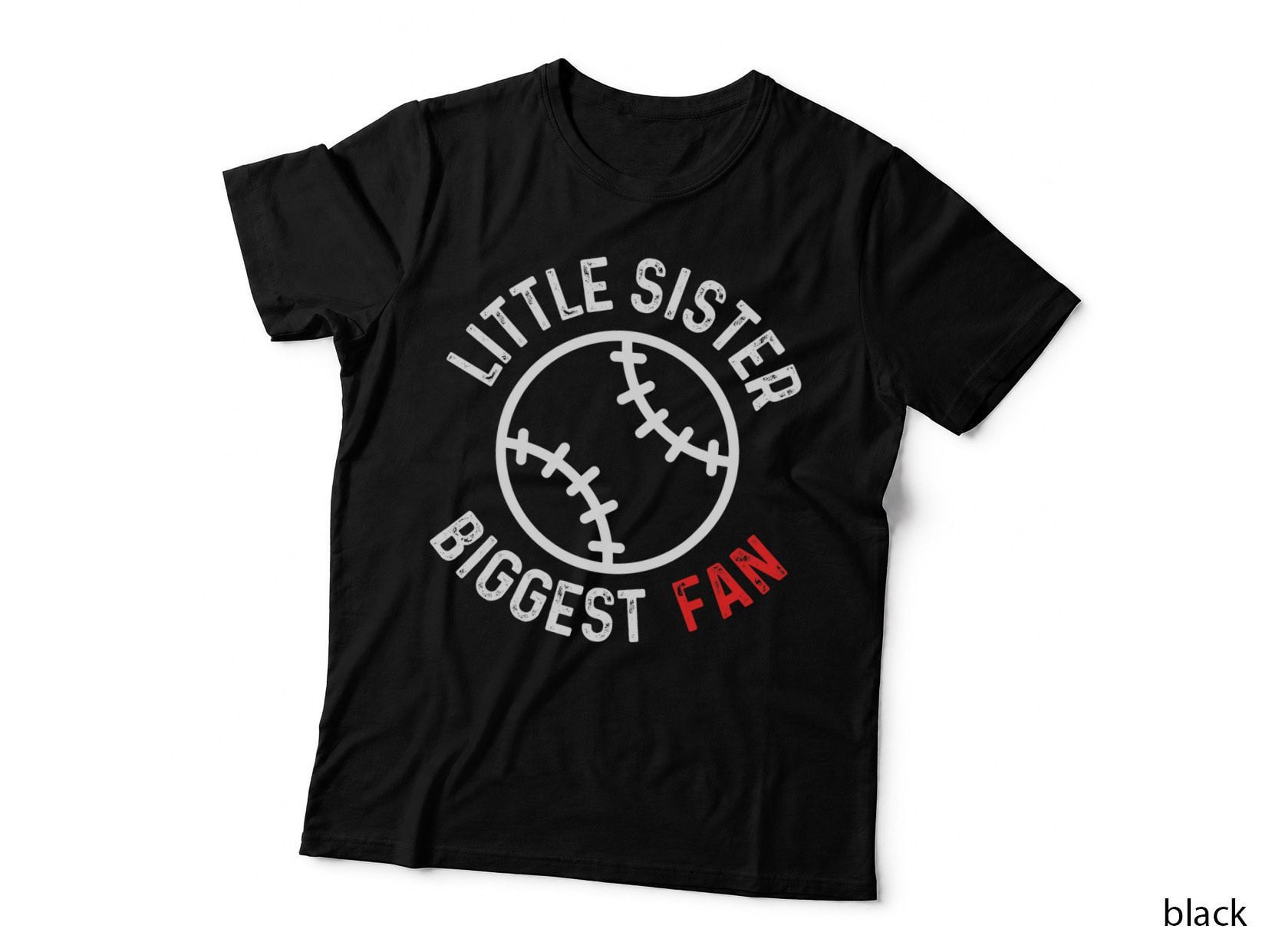 Little Sister Biggest Fan Baseball Season T-Shirt, Sibling Love Apparel