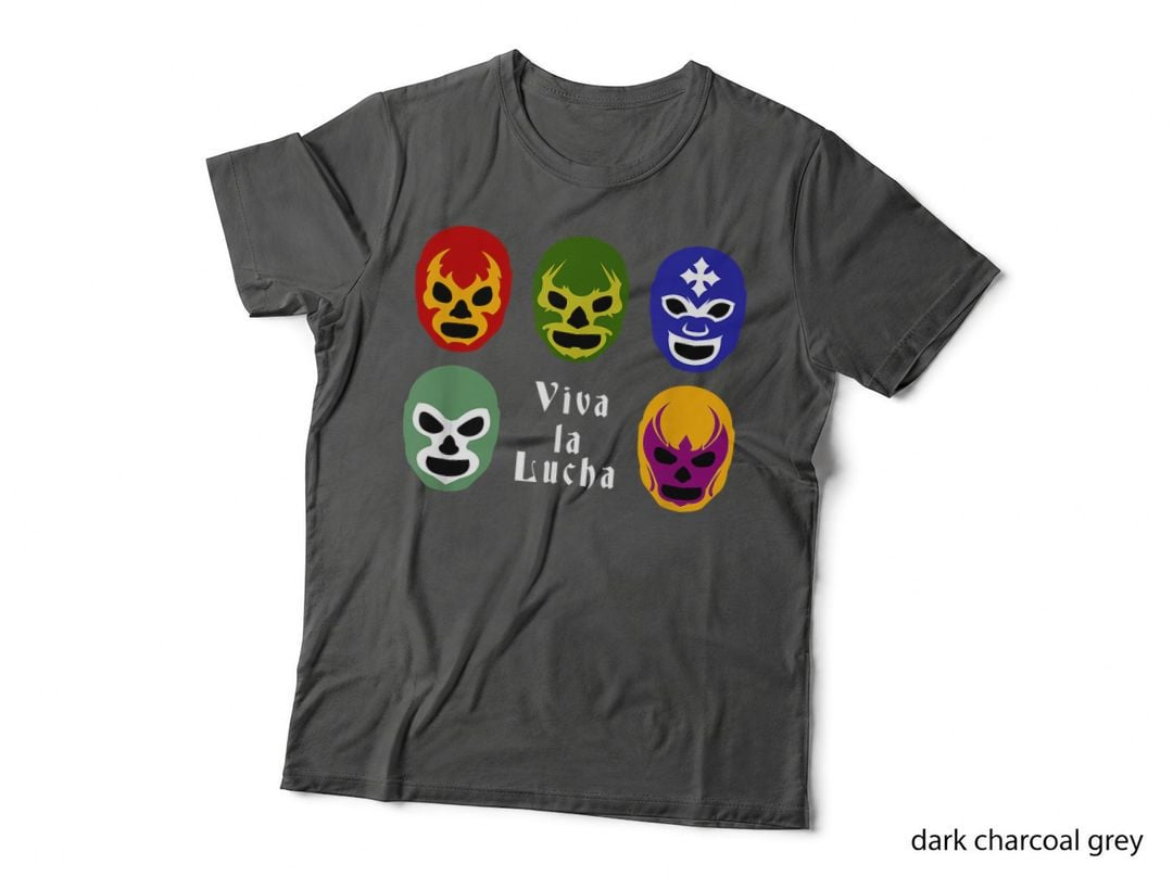 Lucha Libre Wrestling Mask T-Shirt, Viva La Lucha, Five Colourful Masks