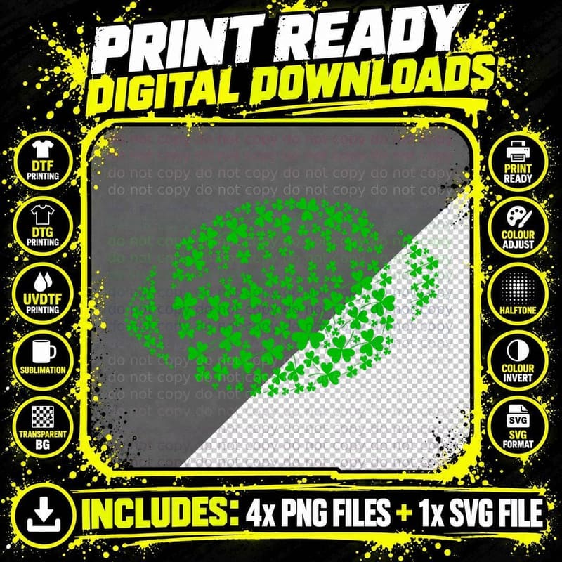 Lucky Football Shamrock for Football Lovers St Patricks Png SVG Digital Bundle