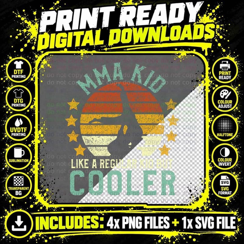 MMA Kid T-Shirt, Funny Young Mixed Martial Arts Player Png SVG Digital Bundle