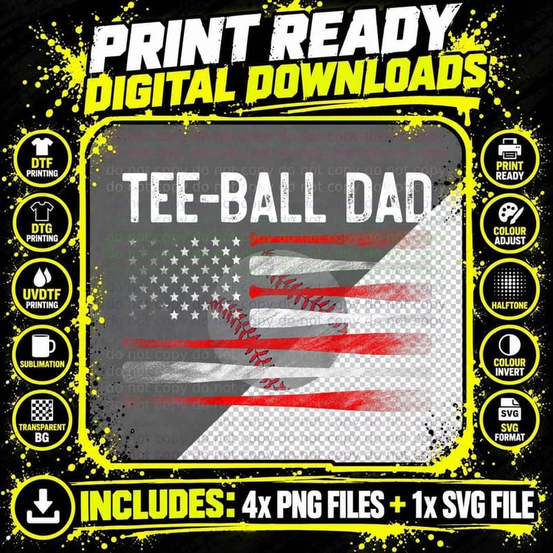 Mens Ball Dad Baseball Dad T Ball Daddy Fathers Day on Png SVG Digital Bundle