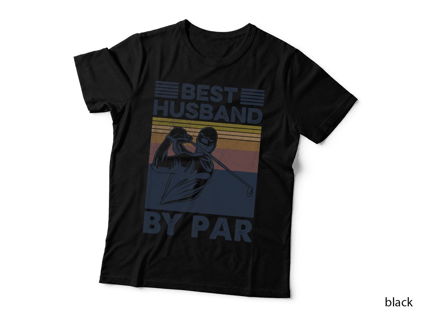 Mens Best Husband by Par Golfer Golf Disc Club Swing Retro T-Shirt