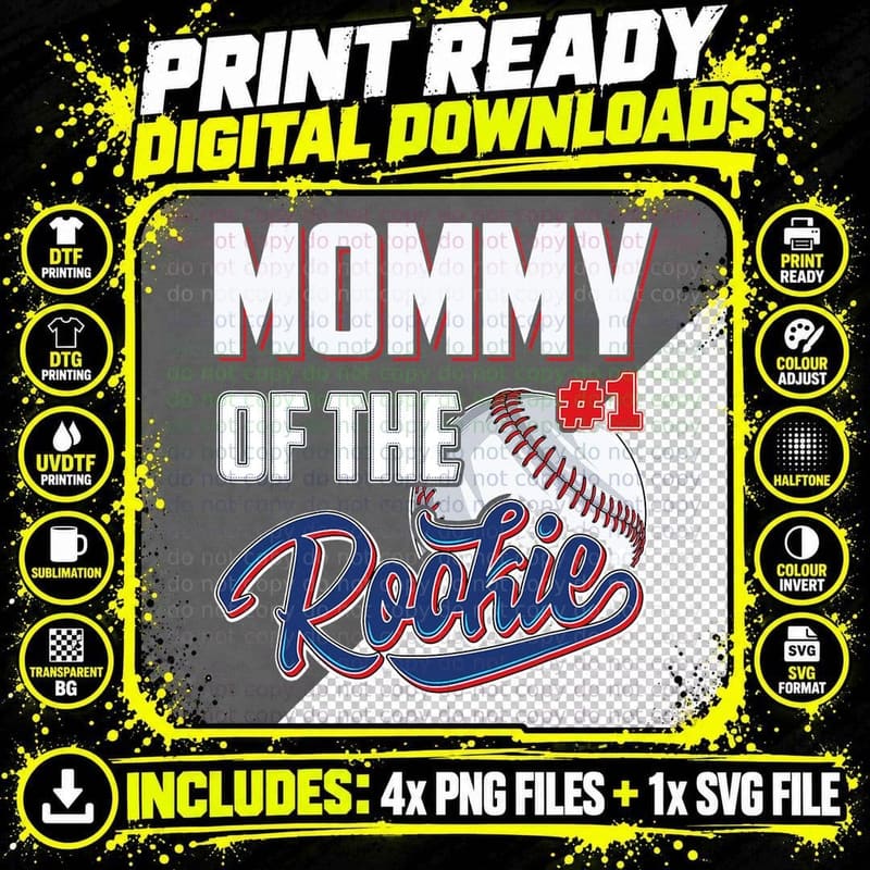Mommy of the Rookie Baseball T-Shirt, Sports Mom Style Png SVG Digital Bundle