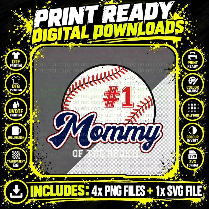 Mommy of the Rookie of the Year Baseball Mama T-Shirt Png SVG Digital Bundle