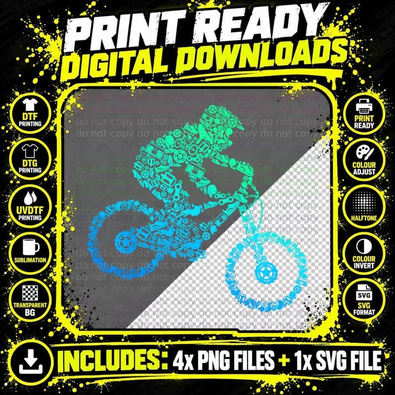 Mountain Bike Mtb Downhill Biking Cycling Biker Kids Png SVG Digital Bundle