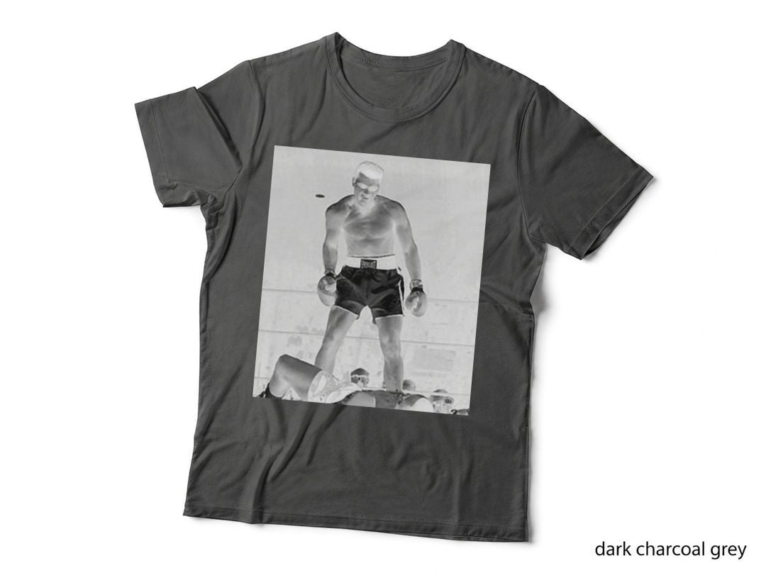 Muhammad Ali Boxing Legend T-Shirt, Champion Standing Over Ring, B&w Photo