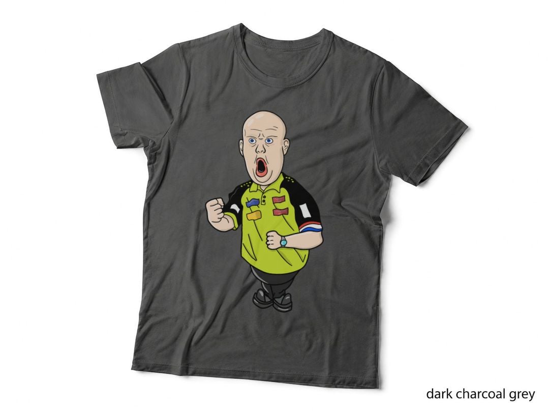 Mvg Darts Player Cartoon T-Shirt, Celebrating Champion, Dutch Flag Armband