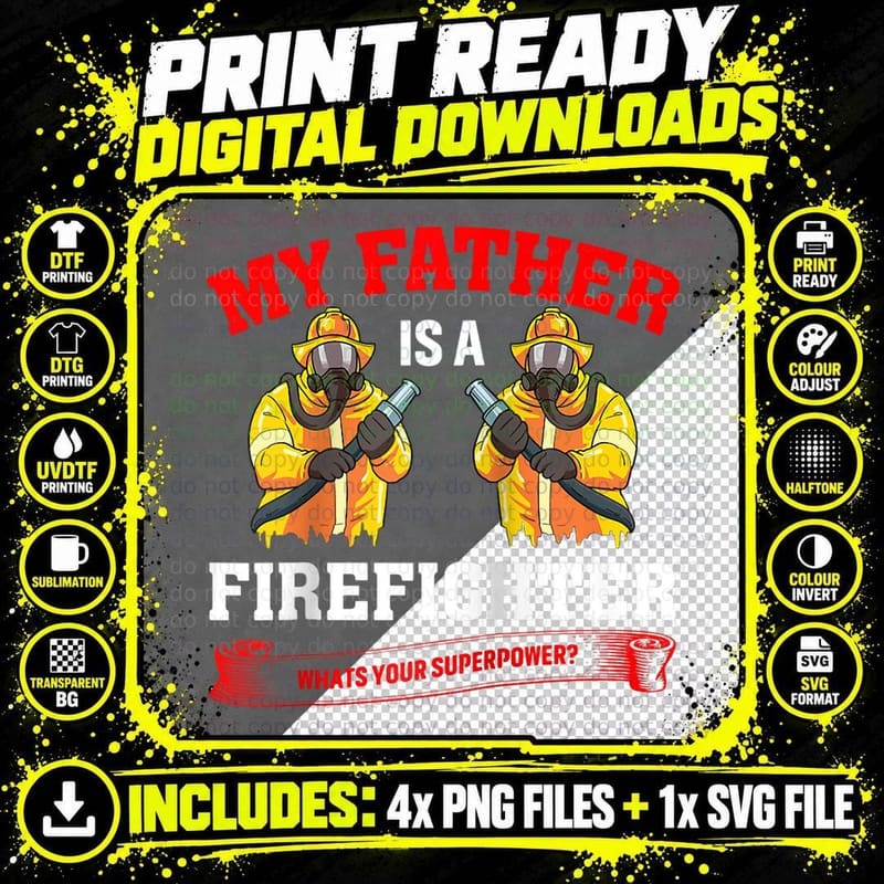 My Father Is a Firefighter Kids Combat Sports Fighter Png SVG Digital Bundle