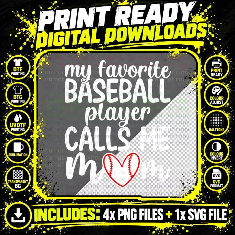 My Favorite Baseball Player Calls Me Mom Mothers Day Png SVG Digital Bundle