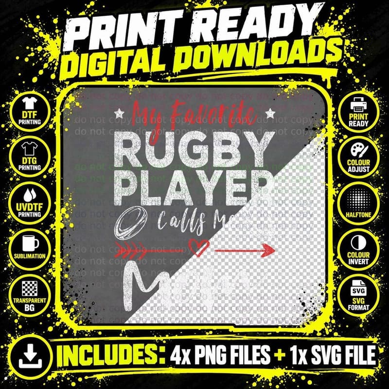 My Favorite Rugby Player Calls Me Mom T-Shirt Png SVG Digital Bundle