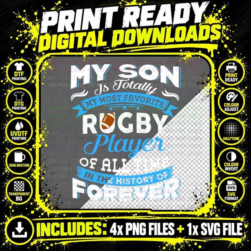 My Son My Favorite Player Rugby T-Shirt Png SVG Digital Bundle