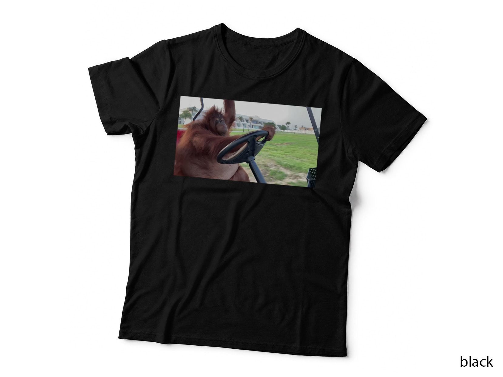 Orangutan Driving a Golf Cart T-Shirt, Funny Wildlife Sports Photo, Golfer
