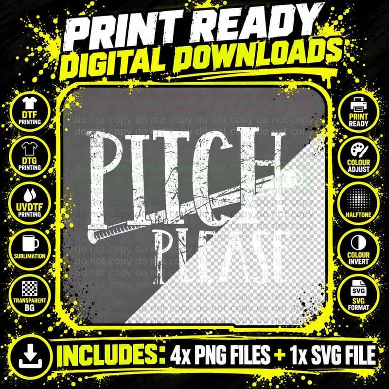 Pitch Please Funny Vintage Baseball Mom T-Shirt Png SVG Digital Bundle