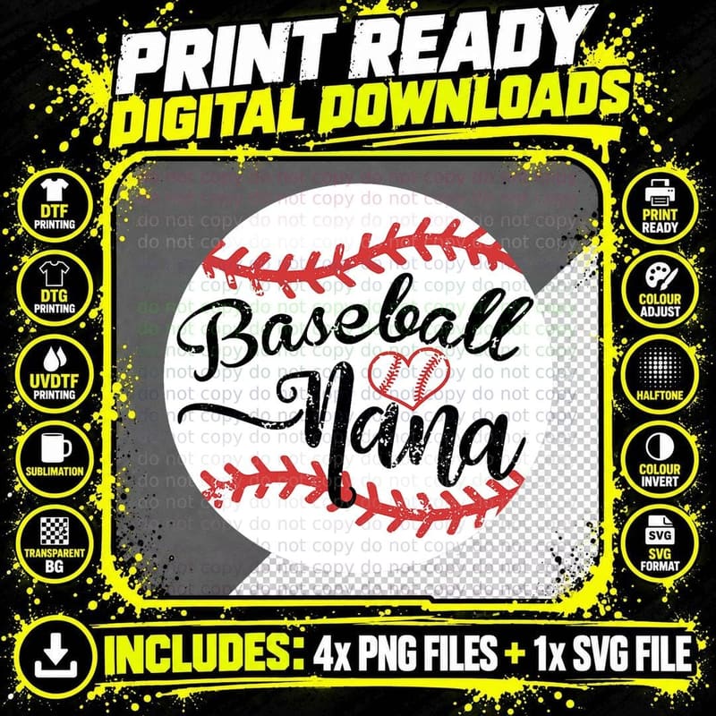 Proud Baseball Nana T-Shirt Png SVG Digital Bundle