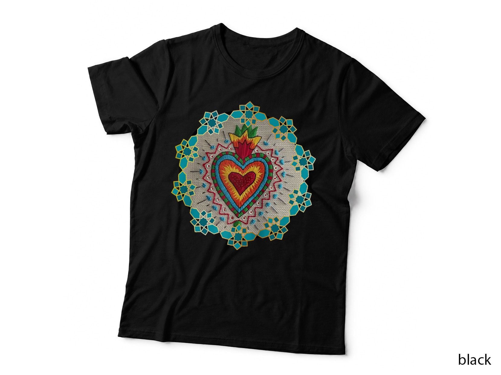 RETRO Sacred Heart Mexican Folk Art TOPS Sagrado Corazã³n MX Gift T-Shirt