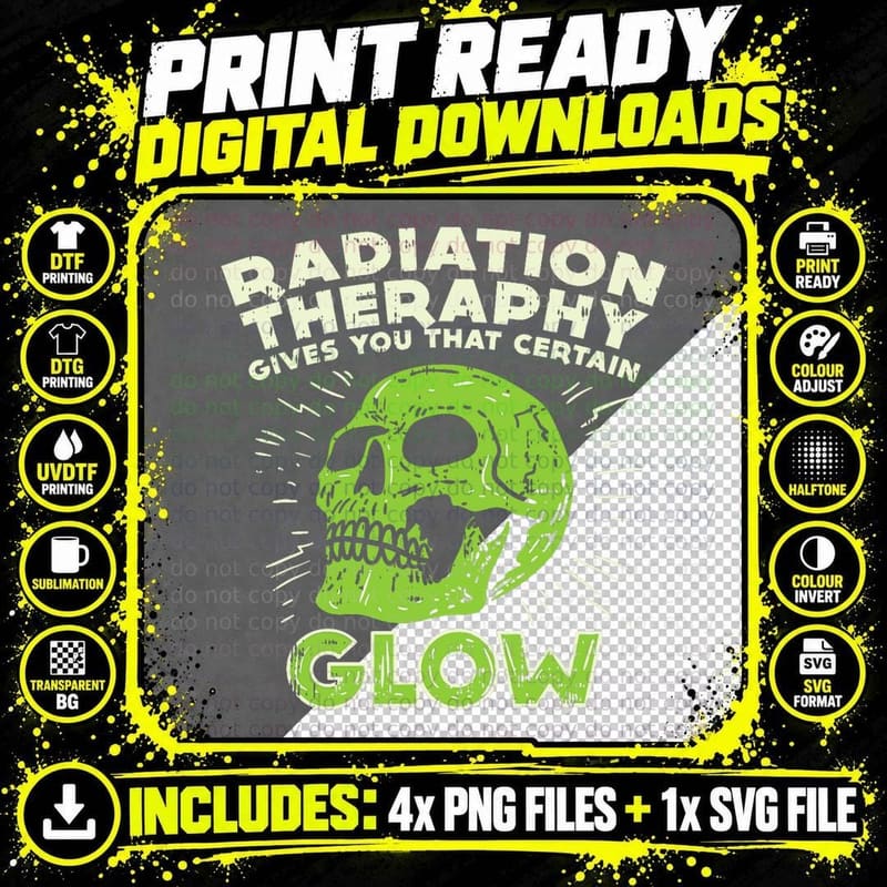 Radiation Therapy Funny Cancer Fighter Survivor T-Shirt Png SVG Digital Bundle