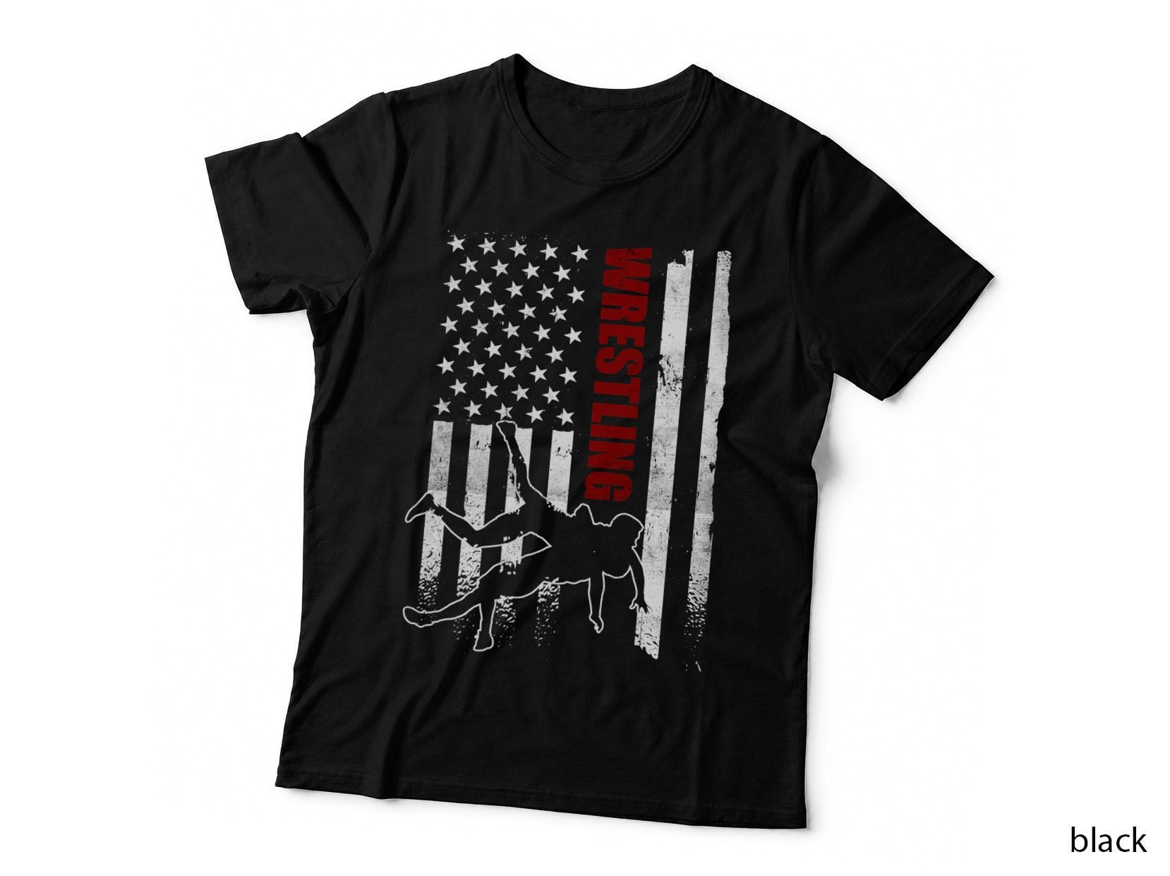 Retro American Wrestling Apparel US Flag Wrestling T-Shirt