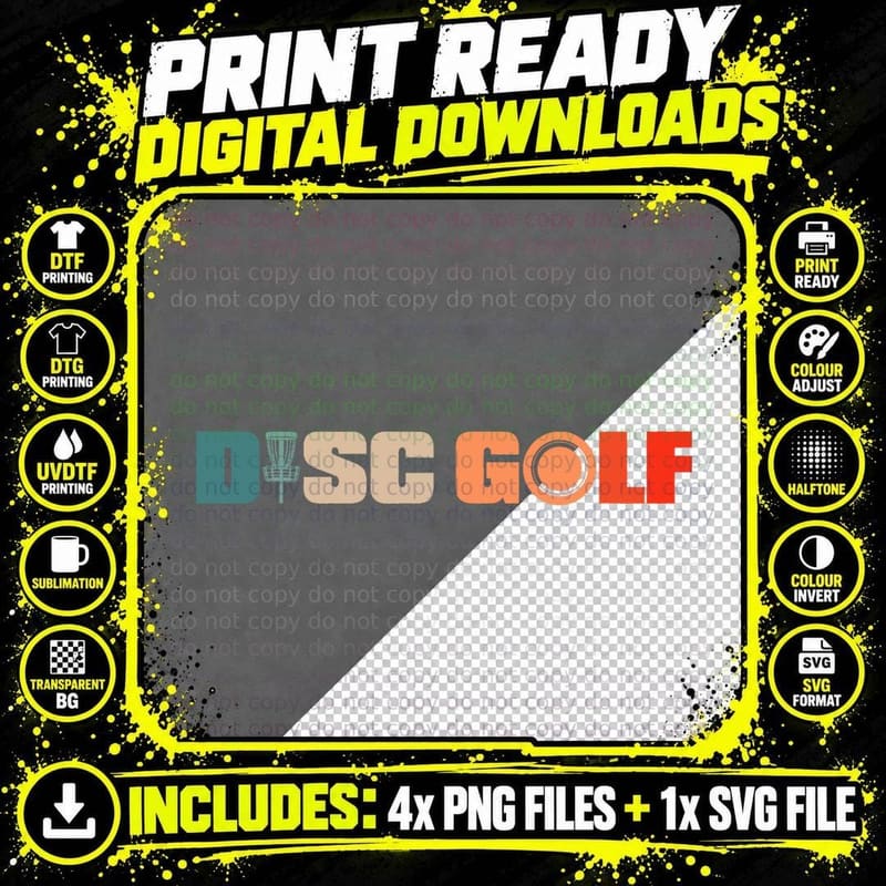 Retro Disc Golf Frolf - Vintage Frisbee Golf Disc Golfer Png SVG Digital Bundle