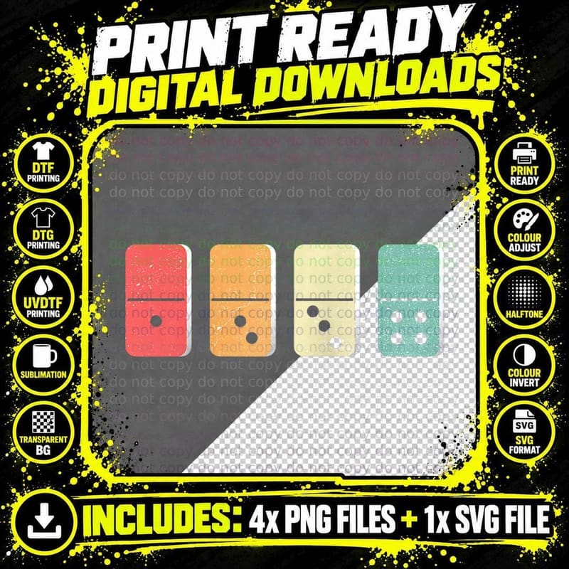 Retro Domino Bones Gambling Dominoes Player Gift T-Shirt Png SVG Digital Bundle