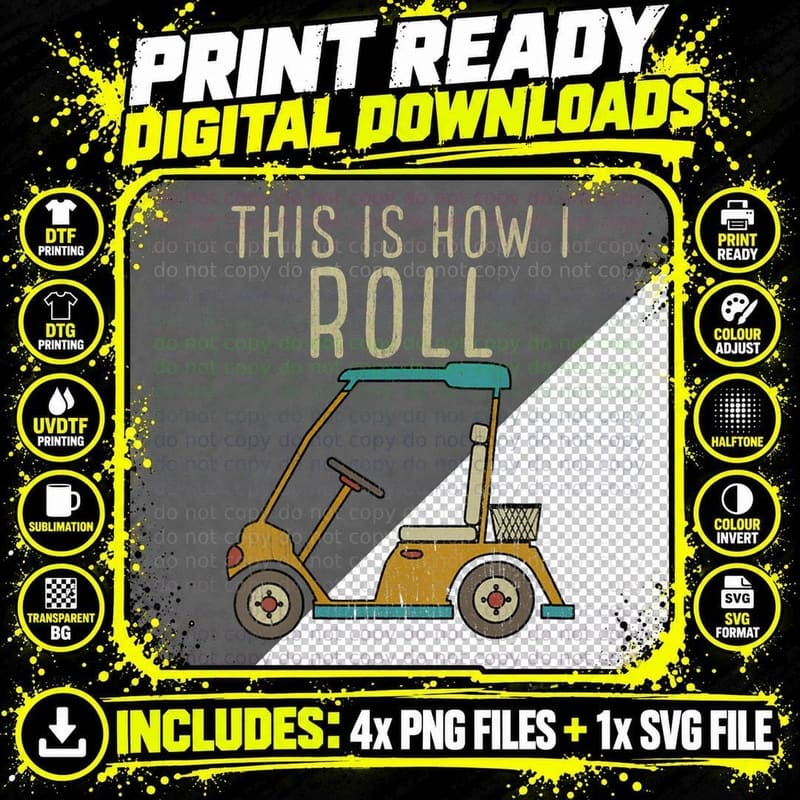 Retro Style This Is How I Roll Golf Cart Shirt Funny Png SVG Digital Bundle