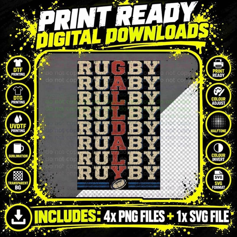 Rugby All Day T-Shirt, Rugby Player Sports Gift Halftone Png SVG Digital Bundle