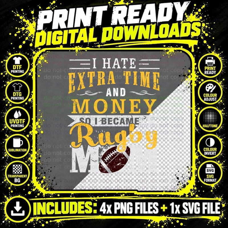Rugby Mom T-Shirt, Sports Apparel, Mom Family Png SVG Digital Bundle